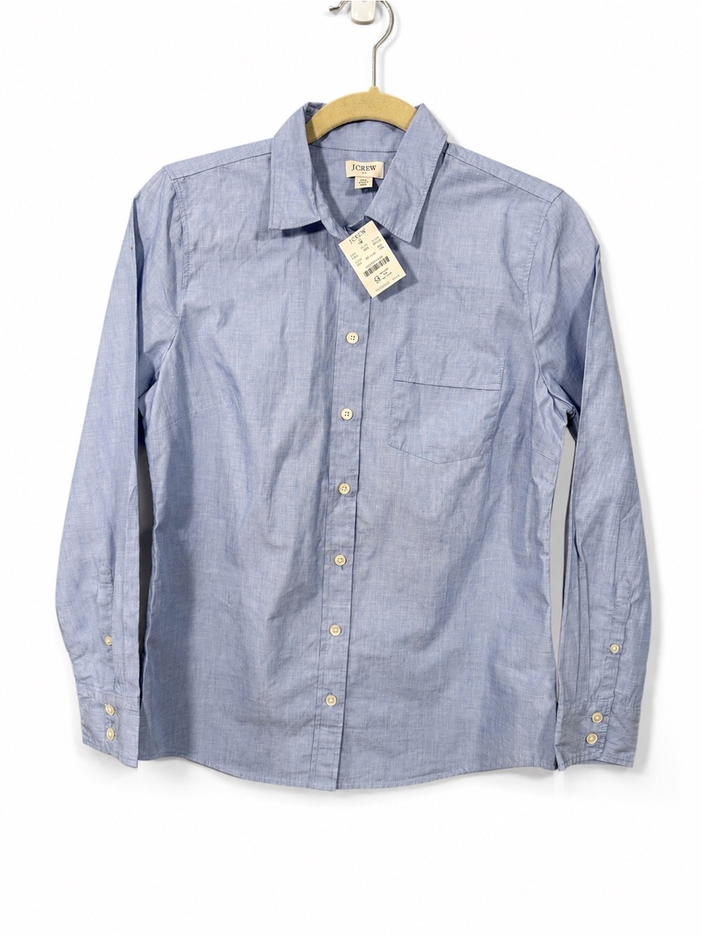J.Crew Factory Petite Signature Fit Blue Cotton Button-Up Shirt PM NWT BB170